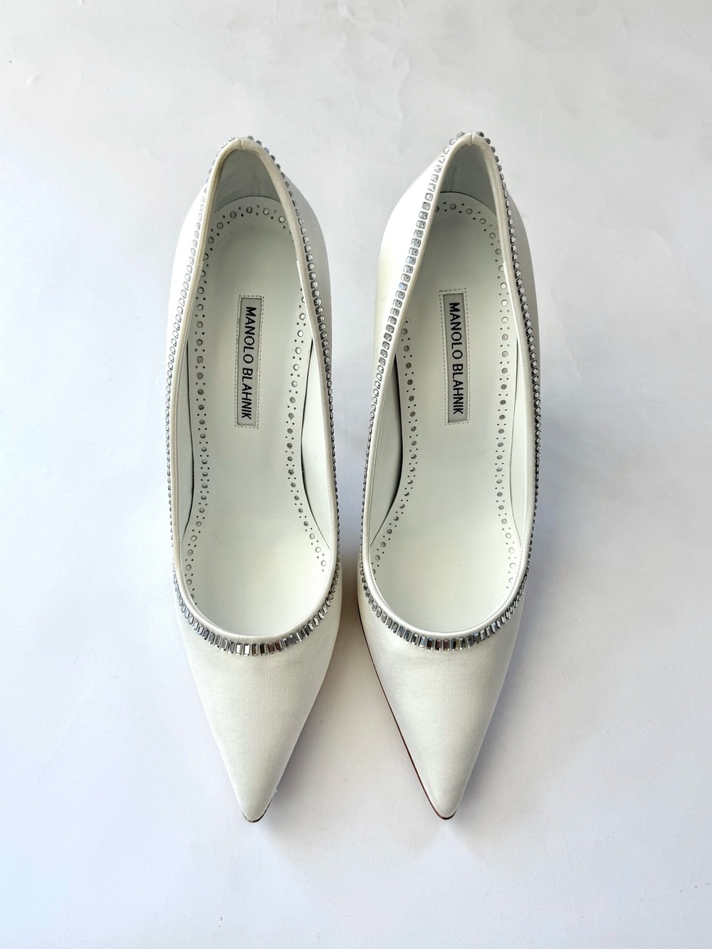 Manolo Blahnik Silk Satin Crystal Wedding Heels